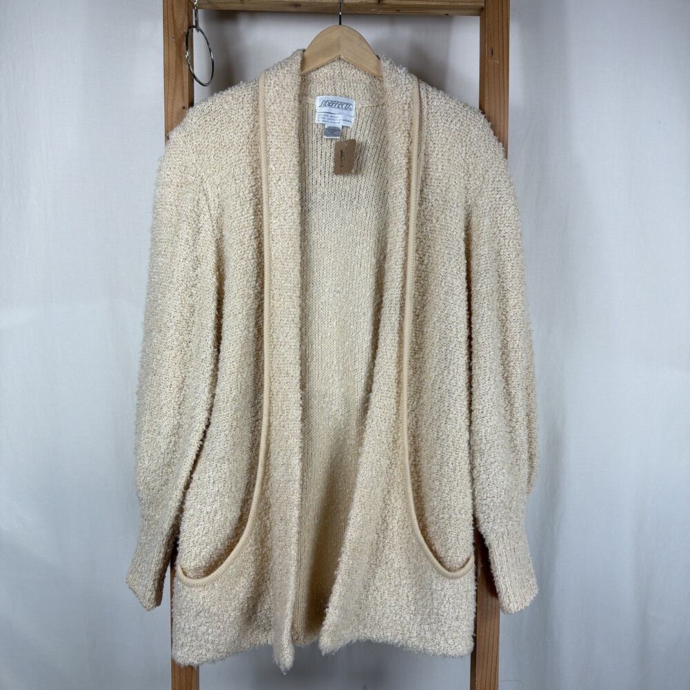 Vintage 90's Sideffects Oatmeal Boucle Pockets Cardigan Sweater #1268 Size MED